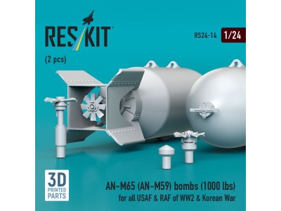 AN-M65 (AN-M59) bombs (1000 lbs) for all USAF & RAF of WW2 & Korean War (2 pcs) (3D Printed) 