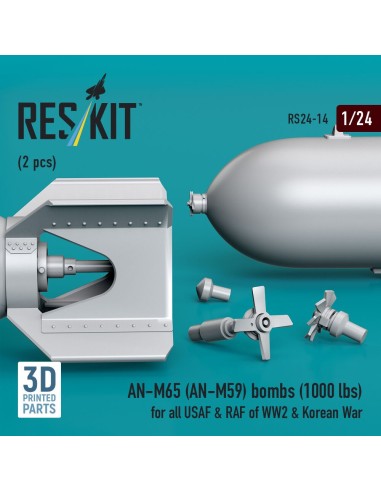 AN-M65 (AN-M59) bombs (1000 lbs) for all USAF & RAF of WW2 & Korean War (2 pcs) (3D Printed) 