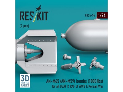 AN-M65 (AN-M59) bombs (1000 lbs) for all USAF & RAF of WW2 & Korean War (2 pcs) (3D Printed) 