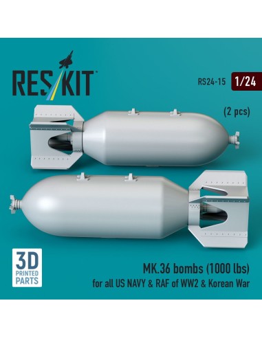 MK.36 bombs (1000 lbs) for all US NAVY & RAF of WW2 & Korean War (2 pcs) (3D Printed) 