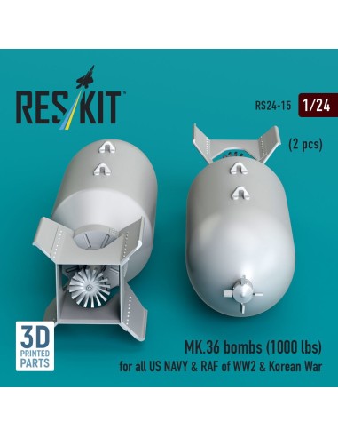 MK.36 bombs (1000 lbs) for all US NAVY & RAF of WW2 & Korean War (2 pcs) (3D Printed) 