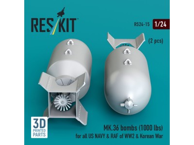 MK.36 bombs (1000 lbs) for all US NAVY & RAF of WW2 & Korean War (2 pcs) (3D Printed) 