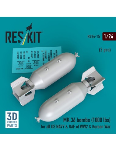 MK.36 bombs (1000 lbs) for all US NAVY & RAF of WW2 & Korean War (2 pcs) (3D Printed) 