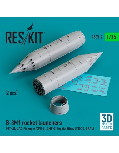B-8M1 rocket launchers (2 pcs) (MT-LB, UAZ, Pickup w/ZPU-2, BMP-2, Toyota Hilux, BTR-70, URAL) (3D Printed) 