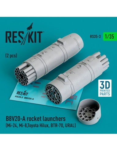 B8V20-A rocket launchers (2 pcs) (Mi-24, Mi-8,Toyota Hilux, BTR-70, URAL) (3D Printed) 