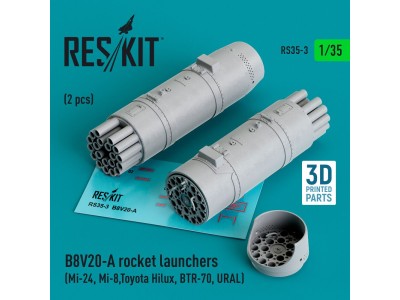 B8V20-A rocket launchers (2 pcs) (Mi-24, Mi-8,Toyota Hilux, BTR-70, URAL) (3D Printed) 