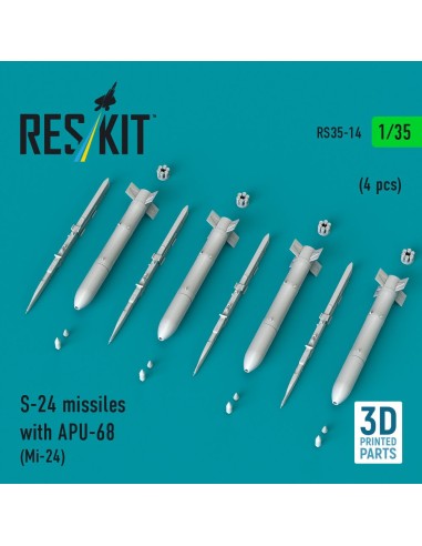 S-24 missiles with APU-68 (4 pcs) (Mi-24) (3D Printed) 