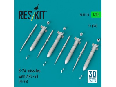 S-24 missiles with APU-68 (4 pcs) (Mi-24) (3D Printed) 