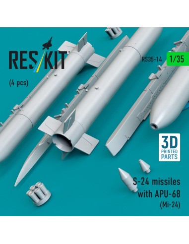 S-24 missiles with APU-68 (4 pcs) (Mi-24) (3D Printed) 