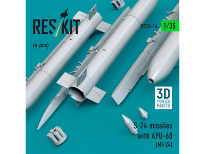 S-24 missiles with APU-68 (4 pcs) (Mi-24) (3D Printed) 