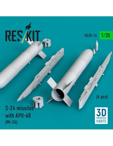 S-24 missiles with APU-68 (4 pcs) (Mi-24) (3D Printed) 