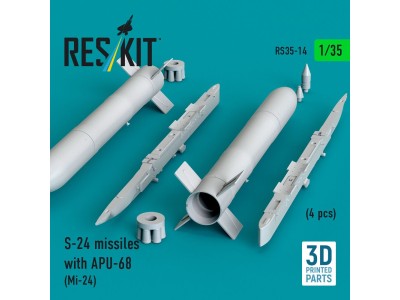 S-24 missiles with APU-68 (4 pcs) (Mi-24) (3D Printed) 
