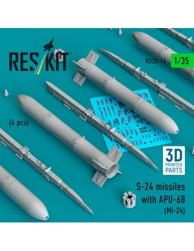 S-24 missiles with APU-68 (4 pcs) (Mi-24) (3D Printed) 