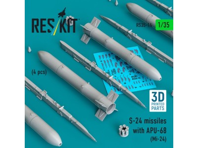 S-24 missiles with APU-68 (4 pcs) (Mi-24) (3D Printed) 