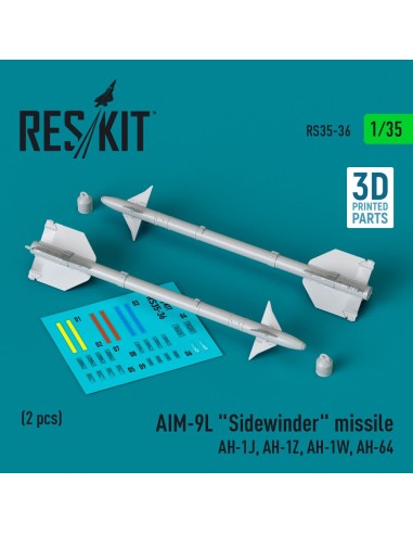 AIM-9L Sidewinder missile (AH-1J, AH-1Z, AH-1W, AH-64) (2 pcs) (3D Printed) 