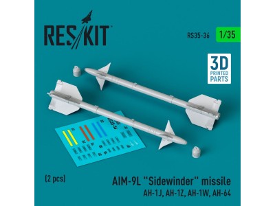 AIM-9L Sidewinder missile (AH-1J, AH-1Z, AH-1W, AH-64) (2 pcs) (3D Printed) 