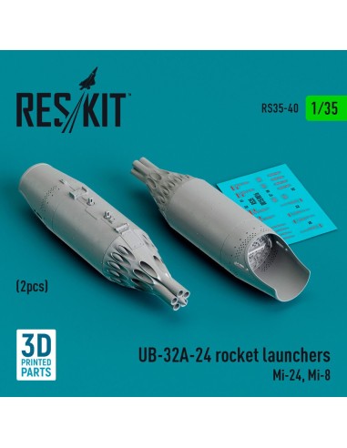 UB-32A-24 rocket launchers (2 pcs) (Mi-24, Mi-8) (3D Printed) 