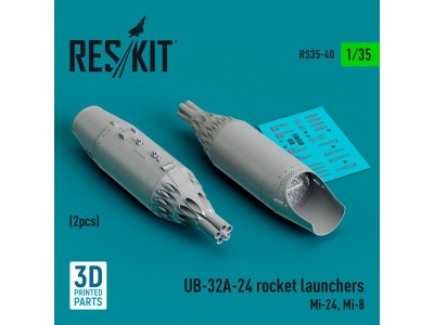 UB-32A-24 rocket launchers (2 pcs) (Mi-24, Mi-8) (3D Printed) 