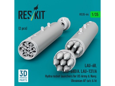 LAU-68, LAU-68D/A, LAU-131/A Hydra rocket launchers for US Army & Navy, Ukrainian AF (a/c & h) (2pcs) (3D Printed) 