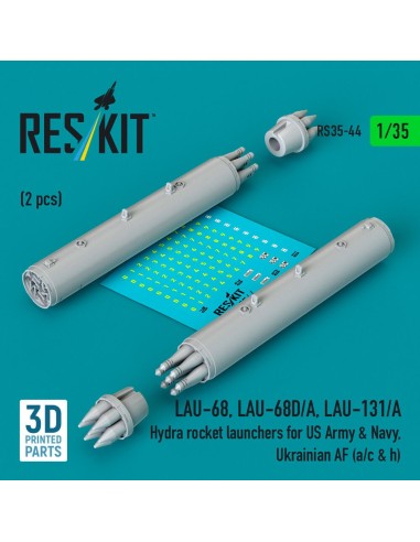 LAU-68, LAU-68D/A, LAU-131/A Hydra rocket launchers for US Army & Navy, Ukrainian AF (a/c & h) (2pcs) (3D Printed) 