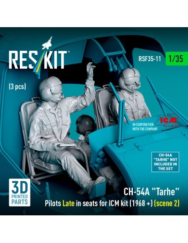 CH-54A Tarhe Pilots Late in seats for ICM kit (1968 +) (scene 2) (3 pcs) (3D Printed) 