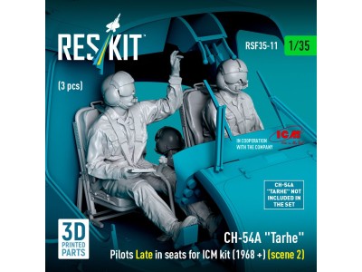 CH-54A Tarhe Pilots Late in seats for ICM kit (1968 +) (scene 2) (3 pcs) (3D Printed) 