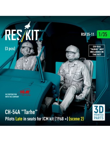 CH-54A Tarhe Pilots Late in seats for ICM kit (1968 +) (scene 2) (3 pcs) (3D Printed) 