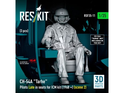 CH-54A Tarhe Pilots Late in seats for ICM kit (1968 +) (scene 2) (3 pcs) (3D Printed) 
