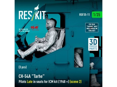 CH-54A Tarhe Pilots Late in seats for ICM kit (1968 +) (scene 2) (3 pcs) (3D Printed) 