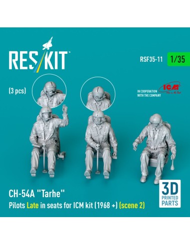CH-54A Tarhe Pilots Late in seats for ICM kit (1968 +) (scene 2) (3 pcs) (3D Printed) 