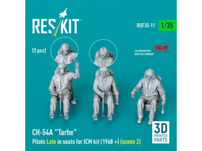 CH-54A Tarhe Pilots Late in seats for ICM kit (1968 +) (scene 2) (3 pcs) (3D Printed) 