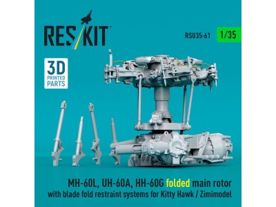 MH-60L, UH-60A, HH-60G folded main rotor with blade fold restraint systems for Kitty Hawk / Zimimodel (3D Printed) 