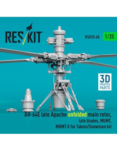 AH-64E late Apache unfolded main rotor, late blades, MUMT, MUMT-X for Takom/Snowman kit (3D Printed) 