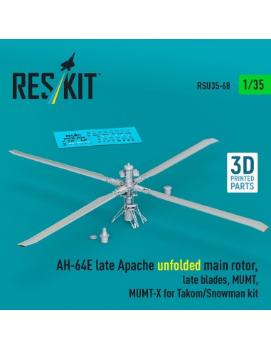 AH-64E late Apache unfolded main rotor, late blades, MUMT, MUMT-X for Takom/Snowman kit (3D Printed) 