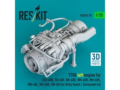 T700 left engine (SH-60B, SH-60F, HH-60H, MH-60R, MH-60S, MH-60L, UH-60A, HH-60) for Kitty Hawk / Zimimodel kit (3D Printed) 