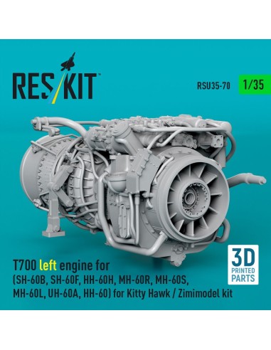 T700 left engine (SH-60B, SH-60F, HH-60H, MH-60R, MH-60S, MH-60L, UH-60A, HH-60) for Kitty Hawk / Zimimodel kit (3D Printed) 