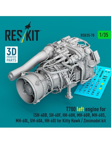 T700 left engine (SH-60B, SH-60F, HH-60H, MH-60R, MH-60S, MH-60L, UH-60A, HH-60) for Kitty Hawk / Zimimodel kit (3D Printed) 