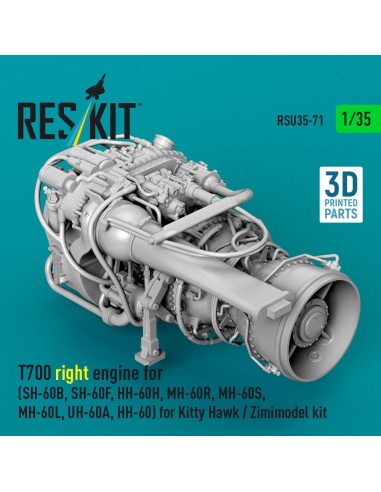 T700 right engine (SH-60B, SH-60F, HH-60H, MH-60R, MH-60S, MH-60L, UH-60A, HH-60) for Kitty Hawk / Zimimodel kit (3D Printed) 