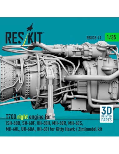 T700 right engine (SH-60B, SH-60F, HH-60H, MH-60R, MH-60S, MH-60L, UH-60A, HH-60) for Kitty Hawk / Zimimodel kit (3D Printed) 