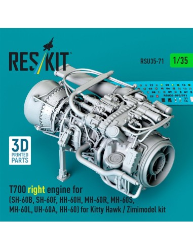 T700 right engine (SH-60B, SH-60F, HH-60H, MH-60R, MH-60S, MH-60L, UH-60A, HH-60) for Kitty Hawk / Zimimodel kit (3D Printed) 