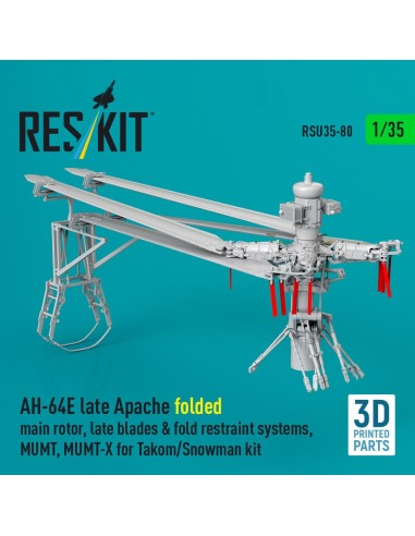 AH-64E late Apache folded main rotor, late blades & fold restraint systems, MUMT, MUMT-X for Takom/Snowman kit (3D Printed) 