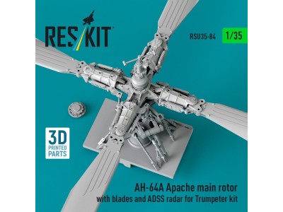 AH-64A Apache main rotor with blades and ADSS radar for Trumpeter kit (3D Printed) 