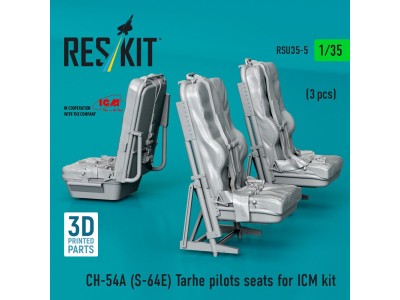 CH-54A (S-64E) Tarhe pilots seats for ICM kit (3 pcs) (3D Printed) 