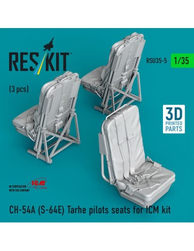 CH-54A (S-64E) Tarhe pilots seats for ICM kit (3 pcs) (3D Printed) 