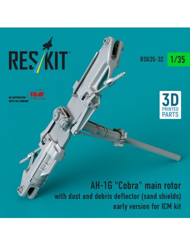 AH-1G Cobra main rotor with dust and debris deflector (sand shields) early version for ICM kit (3D Printed) 