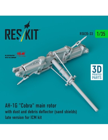 AH-1G Cobra main rotor with dust and debris deflector (sand shields) late version for ICM kit (3D Printed) 