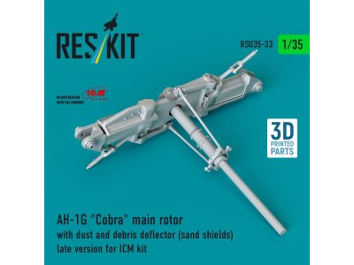 AH-1G Cobra main rotor with dust and debris deflector (sand shields) late version for ICM kit (3D Printed) 