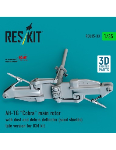 AH-1G Cobra main rotor with dust and debris deflector (sand shields) late version for ICM kit (3D Printed) 