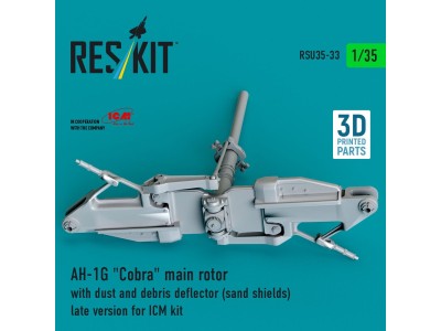 AH-1G Cobra main rotor with dust and debris deflector (sand shields) late version for ICM kit (3D Printed) 