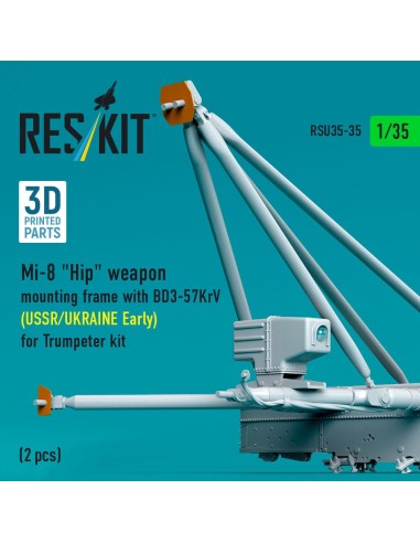 Mi-8 Hip weapon mounting frame with BD3-57KrV (USSR/UKRAINE Early) for Trumpeter kit (2 pcs) (3D Printed) 